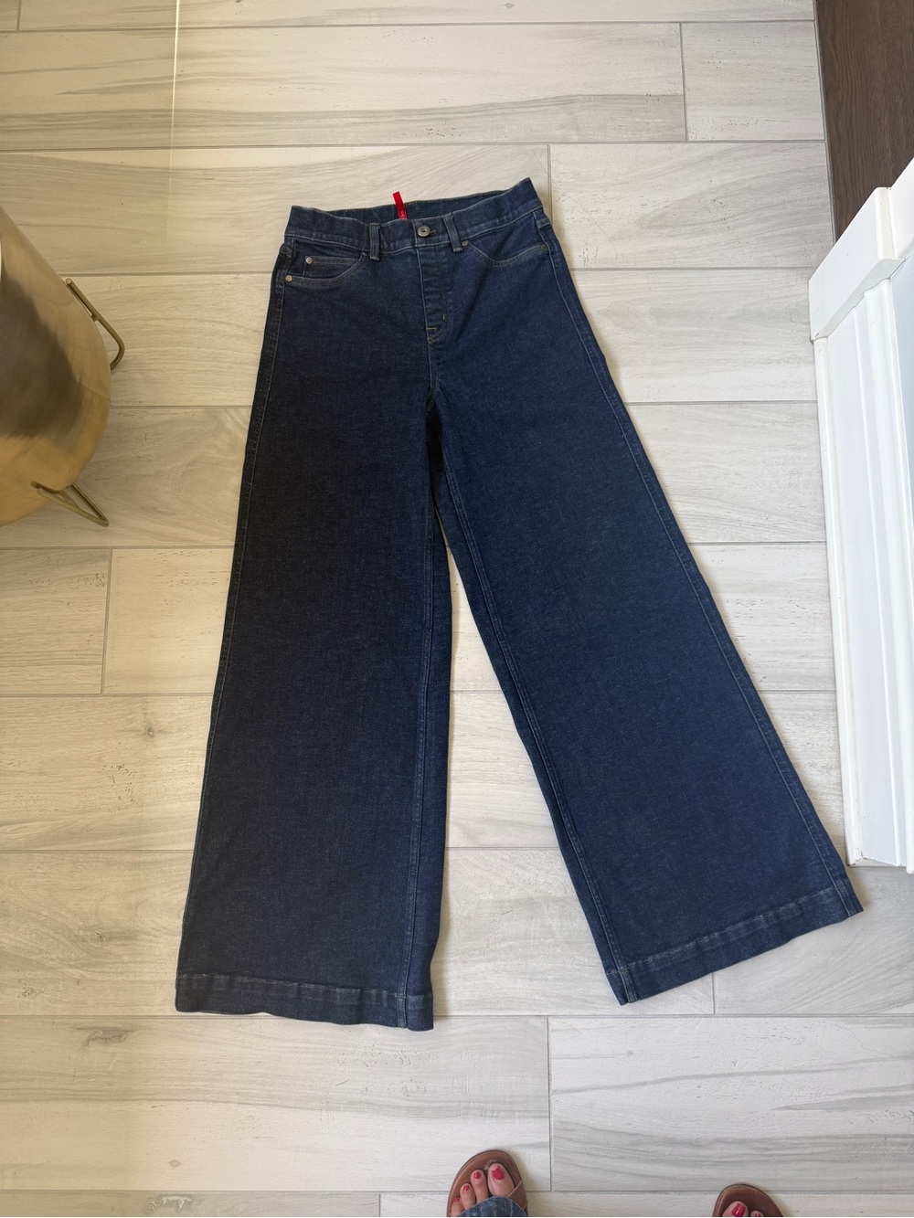 SPANX Wide Leg High-Rise Jeans in Deep Blue